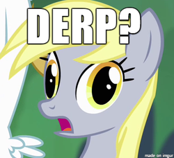 Size: 370x338 | Tagged: safe, derpy hooves, pegasus, pony, g4, confused, derp, female, image macro, mare, meme