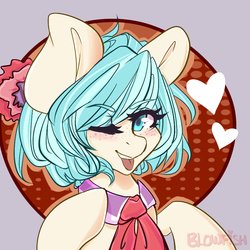 Size: 875x875 | Tagged: safe, artist:blowfishartist, coco pommel, g4, female, freckles, heart, solo