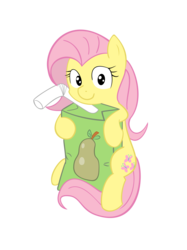 Size: 2500x3335 | Tagged: safe, artist:alamber, artist:speccysy, fluttershy, g4, female, high res, juice box, pear, solo