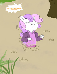 Size: 1700x2200 | Tagged: safe, artist:basher-the-basilisk, apple bloom, scootaloo, sweetie belle, anthro, g4, cutie mark crusaders, female, muck, mud, offscreen character, quicksand, swamp, sweetie fail, sweetiedumb, this will end in tears, this will end in tears and/or death