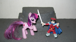Size: 1545x850 | Tagged: safe, twilight sparkle, g4, crossover, fencing, gomez addams, m. bison, minimates, morticia addams, reenactment, street fighter, the addams family, toy