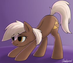Size: 1770x1540 | Tagged: safe, artist:anearbyanimal, earth pony, pony, epona, face down ass up, female, iwtcird, mare, meme, ponified, scrunchy face, solo, stretching, the legend of zelda, triforce