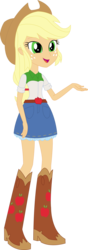 Size: 1284x3644 | Tagged: safe, artist:sketchmcreations, edit, vector edit, applejack, equestria girls, g4, boots, clothes, cowboy boots, cowboy hat, cute, denim skirt, female, freckles, full body, gesture, hat, inkscape, jackabetes, open mouth, simple background, skirt, solo, stetson, transparent background, vector