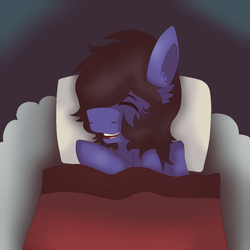 Size: 1000x1000 | Tagged: safe, artist:sketchyponarts, oc, oc only, oc:sweet sound, pegasus, pony, bed, big ears, blanket, cloud bed, cute, dream, ear fluff, eyes closed, femboy, long mane, male, pillow, ponysona, simple background, sleeping, smiling, solo