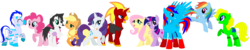 Size: 2766x558 | Tagged: safe, artist:cryoflaredraco, applejack, fluttershy, pinkie pie, rainbow dash, rarity, twilight sparkle, oc, g4, base used, mane six