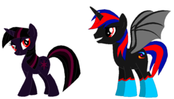 Size: 834x478 | Tagged: safe, artist:cryoflaredraco, twilight sparkle, oc, oc:dark cryoflare, alicorn, pony, g4, 1000 hours in ms paint, alicorn oc, canon x oc, ms paint, shipping