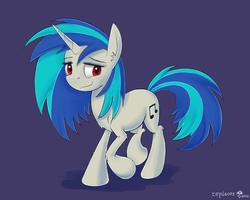 Size: 1280x1024 | Tagged: safe, artist:replacer808, dj pon-3, vinyl scratch, g4, chest fluff, ear fluff, female, shadow, signature, solo