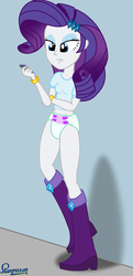 Size: 965x2000 | Tagged: safe, artist:stargrazer, rarity, equestria girls, g4, boots, bottomless, breasts, clothes, diaper, female, no pants, non-baby in diaper, pantsless, phone, shirt, shoes, short sleeves, solo, underwear, white underwear