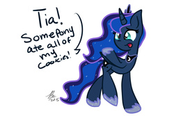 Size: 3000x2000 | Tagged: safe, artist:lynchristina, princess luna, g4, female, high res, open mouth, raised hoof, simple background, solo