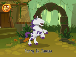 Size: 1024x768 | Tagged: safe, rarity, g4, animal jam, missing horn, open mouth, party in jamaa, race swap
