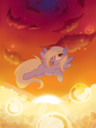 Size: 1024x1365 | Tagged: safe, artist:sallylapone, derpy hooves, pegasus, pony, g4, female, mare, solo, sunset