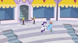 Size: 1054x590 | Tagged: safe, screencap, rainbow dash, rarity, g4, rarity investigates, so awesome, sunscreen