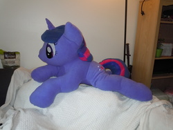 Size: 4320x3240 | Tagged: safe, artist:littlewolfstudios, twilight sparkle, g4, commission, embroidery, irl, life size, photo, plushie, twilight sparkle plushie