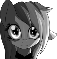 Size: 770x790 | Tagged: dead source, safe, artist:an-m, oc, oc only, oc:aryanne, earth pony, pony, black sclera, bust, clothes, corner, face, female, floppy ears, game, general deathshead, germany, grayscale, loading screen, long mane, looking at you, military, monochrome, pony oc, portrait, shirt, smiling, solo, starry eyes, uniform, wolfenstein, wolfenstein the new order, wolfenstein the old blood