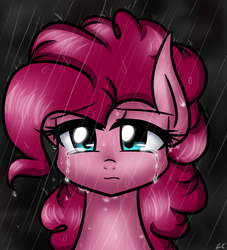 Size: 3000x3300 | Tagged: safe, artist:littlecloudie, pinkie pie, g4, crying, female, high res, rain, sad, solo