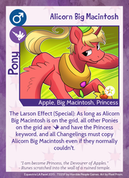 Size: 788x1088 | Tagged: safe, artist:pixel-prism, big macintosh, alicorn, pony, twilight sparkle's secret shipfic folder, g4, alicornified, bigmacicorn, card, flying, male, princess big mac, race swap, smiling, solo, spread wings