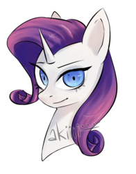 Size: 900x1148 | Tagged: safe, artist:akiiri, rarity, pony, unicorn, g4, bust, female, head, looking at you, mare, portrait, signature, simple background, smiling, solo, transparent background