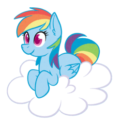 Size: 1024x1024 | Tagged: safe, artist:voraire, rainbow dash, pegasus, pony, g4, cloud, female, mare, prone, simple background, solo, transparent background