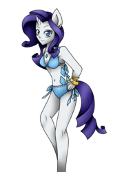 Size: 1024x1448 | Tagged: safe, artist:jadekettu, rarity, anthro, g4, belly button, bikini, clothes, female, human facial structure, nail polish, simple background, solo, swimsuit, transparent background