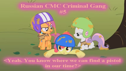 Size: 854x480 | Tagged: safe, screencap, apple bloom, scootaloo, sweetie belle, g4, the cutie mark chronicles, cutie mark crusaders, dubbing, mistranslation, pluszcz, russian, youtube