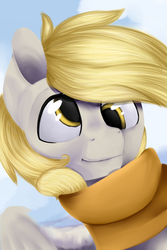 Size: 2000x3000 | Tagged: safe, artist:baldmoose, derpy hooves, pegasus, pony, g4, close-up, clothes, female, high res, mare, scarf, solo