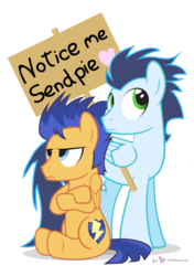 Size: 675x960 | Tagged: safe, artist:dm29, flash sentry, soarin', pegasus, pony, g4, crossed arms, cute, diasentres, duo, male, notice me senpai, pun, senpai, simple background, sitting, stallion, that pony sure does love pies, transparent background, underhoof, vector, wing hold