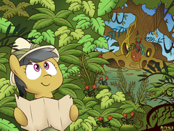 Size: 1024x768 | Tagged: safe, artist:pokekid963, daring do, g4, everfree forest, female, map, solo, zecora's hut