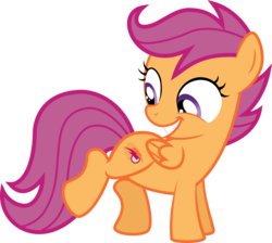 Size: 6468x5796 | Tagged: safe, artist:dark-samus1, edit, vector edit, scootaloo, pegasus, pony, g4, one bad apple, .svg available, absurd resolution, cutie mark, female, gritted teeth, happy, looking down, simple background, solo, transparent background, vector
