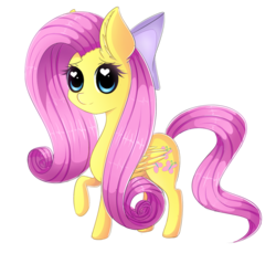 Size: 1280x1171 | Tagged: safe, artist:fluffymaiden, fluttershy, pony, g4, cute, ear fluff, female, hair bow, heart eyes, raised hoof, shyabetes, simple background, solo, transparent background, wingding eyes