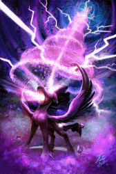 Size: 739x1100 | Tagged: safe, artist:equum_amici, artist:tsitra360, twilight sparkle, alicorn, pony, g4, animated, apotheosis, cinemagraph, epic, female, floppy ears, glowing eyes, lightning, magic, magic overload, magic surge, open mouth, ruffled feathers, shoop da whoop, solo, spread wings, surreal, twilight sparkle (alicorn), unlimited power, vortex, what has magic done, xk-class end-of-the-world scenario