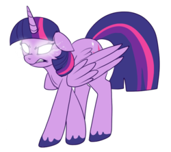 Size: 550x489 | Tagged: safe, artist:lulubell, twilight sparkle, alicorn, pony, g4, angry, female, glowing eyes, mare, simple background, solo, transparent background, twilight sparkle (alicorn), unshorn fetlocks