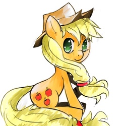 Size: 894x894 | Tagged: safe, artist:dedalocious, applejack, g4, female, sitting, solo