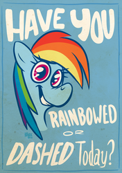 Size: 846x1200 | Tagged: safe, artist:1trick, rainbow dash, g4, bust, female, grin, looking at you, portrait, poster, solo