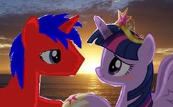 Size: 261x162 | Tagged: artist needed, safe, twilight sparkle, oc, oc:red fork, alicorn, pony, g4, 1000 years in photoshop, canon x oc, female, lowres, male, mare, shipping, straight, twilight sparkle (alicorn)