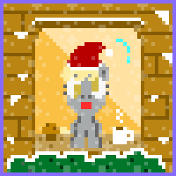 Size: 300x300 | Tagged: safe, artist:zztfox, derpy hooves, pegasus, pony, g4, animated, chocolate, christmas, female, food, hat, hot chocolate, mare, pixel art, santa hat, snow, snowfall, solo