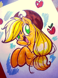 Size: 1024x1365 | Tagged: safe, artist:juneduck21, applejack, g4, female, solo, traditional art