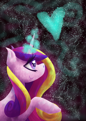 Size: 569x800 | Tagged: safe, artist:alittleofsomething, princess cadance, g4, female, heart, magic, solo