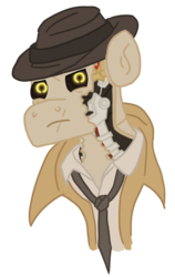 Size: 800x1262 | Tagged: safe, artist:mediponee, oc, oc only, oc:nicker valentine, pony, crossover, fallout, fallout 4, nick valentine, ponified, solo, synth, synth (fallout 4)