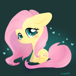 Size: 800x800 | Tagged: safe, artist:coffeecuppup, part of a set, fluttershy, g4, blushing, cute, female, heart, looking at you, shyabetes, solo, wingding eyes