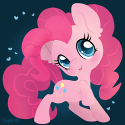 Size: 800x800 | Tagged: safe, artist:coffeecuppup, part of a set, pinkie pie, g4, blushing, colored pupils, cute, diapinkes, female, heart, heart eyes, looking at you, solo, wingding eyes