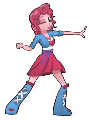 Size: 1184x1621 | Tagged: safe, artist:copperbezel, pinkie pie, equestria girls, g4, cute, female, looking at you, simple background, solo, transparent background, wink