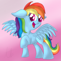 Size: 2000x2000 | Tagged: safe, artist:laptopbrony, rainbow dash, g4, chest fluff, female, high res, looking at you, solo, spread wings