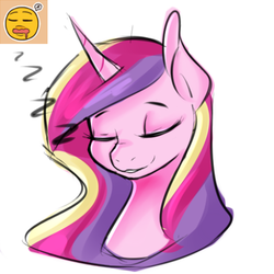 Size: 500x500 | Tagged: safe, artist:jovalic, princess cadance, alicorn, pony, g4, :3, bust, cute, cutedance, emoji, eyes closed, female, grin, mare, ponified, simple background, sleeping, smiling, snoring, solo, white background, zzz