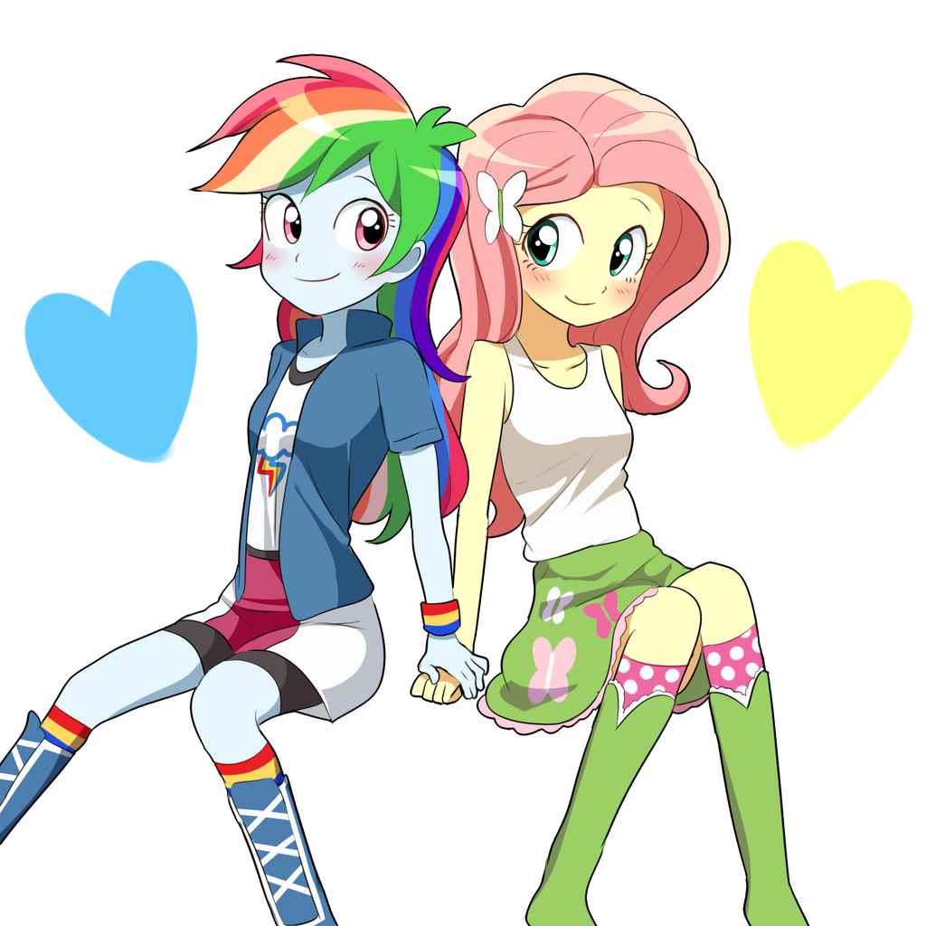1063170 safe, artistryuu, fluttershy, rainbow dash, equestria girls