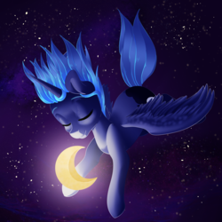 Size: 4000x4000 | Tagged: safe, artist:rue-willings, princess luna, g4, female, moon, s1 luna, solo, space, tangible heavenly object