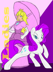 Size: 1709x2300 | Tagged: safe, artist:facelessguru, rarity, g4, crossover, princess peach, super mario bros.