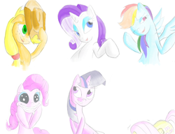 Size: 1950x1500 | Tagged: safe, artist:facelessguru, applejack, fluttershy, pinkie pie, rainbow dash, rarity, twilight sparkle, g4, mane six