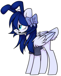 Size: 1024x1262 | Tagged: safe, artist:starlyfly, oc, oc only, pegasus, pony, bow, bunny ears, clothes, female, hair bow, headset, mare, shirt, solo, vocaloid