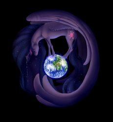 Size: 758x822 | Tagged: safe, artist:catlovergirl, twilight sparkle, alicorn, pony, g4, black background, crying, eyes closed, female, giant pony, glowing, glowing horn, goddess, horn, immortality blues, large wings, macro, magic, mare, planet, pony bigger than a planet, simple background, solo, sparkles, spread wings, standing, tangible heavenly object, twilight sparkle (alicorn)