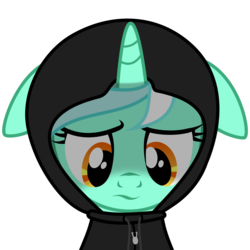 Size: 2000x2000 | Tagged: safe, artist:ruinedomega, lyra heartstrings, pony, unicorn, fanfic:background pony, g4, background pony, clothes, dig the swell hoodie, female, floppy ears, high res, hoodie, inkscape, ponyscape, sad, simple background, solo, transparent background, vector